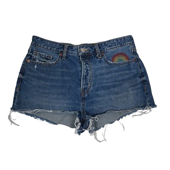 Old Navy Womens 12 O.G. Short High Rise Rainbow Embellished Denim Jean Shorts - Picture 1 of 10